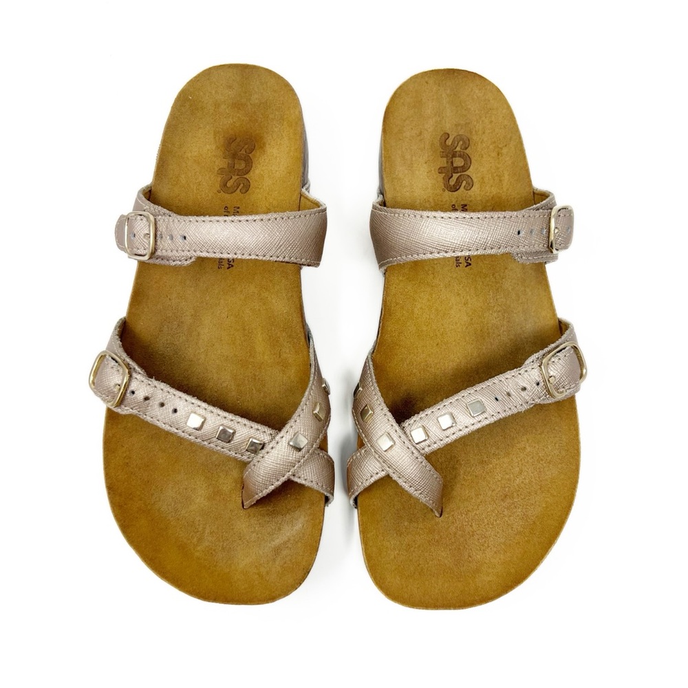 SOLD! SAS Jett Metallic Gold Studded Slip on Sandals Comfort Slip on Size 8M - Picture 9 of 12